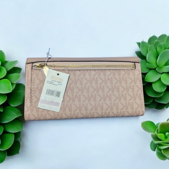 NWT Michael Kors Large Logo and Leather Tri-Fold Wallet Ballet - Picture 3 of 5